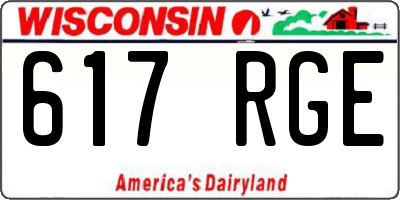 WI license plate 617RGE