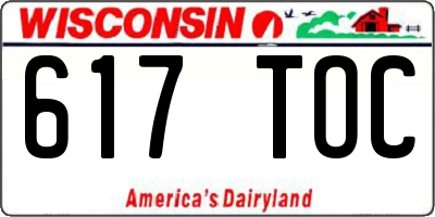 WI license plate 617TOC