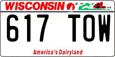 WI license plate 617TOW