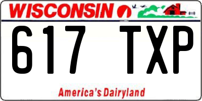 WI license plate 617TXP