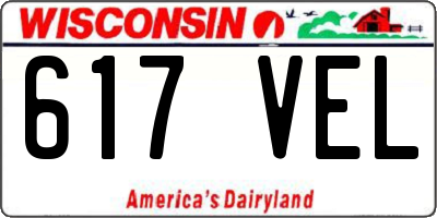 WI license plate 617VEL