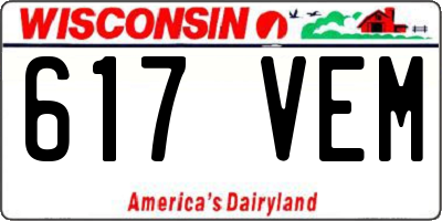WI license plate 617VEM