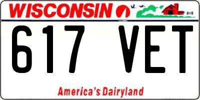WI license plate 617VET