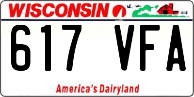 WI license plate 617VFA
