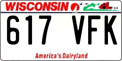 WI license plate 617VFK