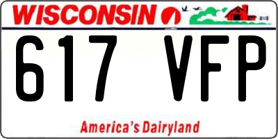 WI license plate 617VFP