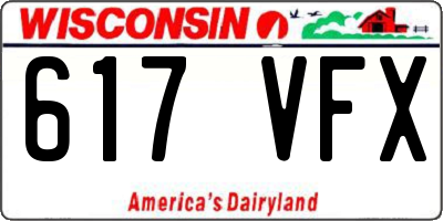WI license plate 617VFX