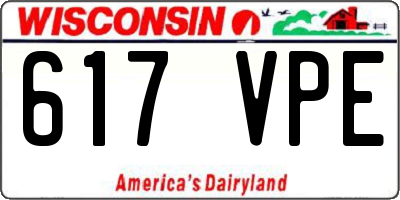 WI license plate 617VPE