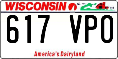 WI license plate 617VPO