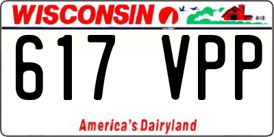WI license plate 617VPP
