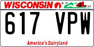 WI license plate 617VPW