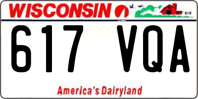 WI license plate 617VQA