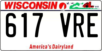 WI license plate 617VRE