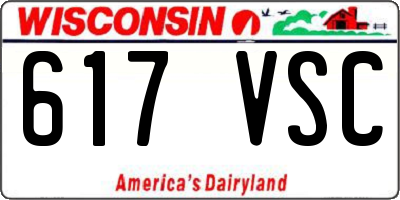 WI license plate 617VSC
