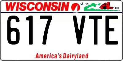 WI license plate 617VTE