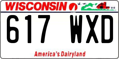 WI license plate 617WXD