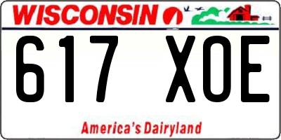 WI license plate 617XOE