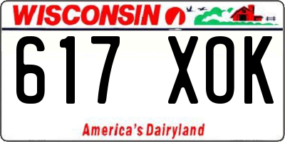 WI license plate 617XOK