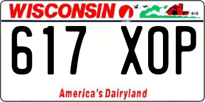 WI license plate 617XOP