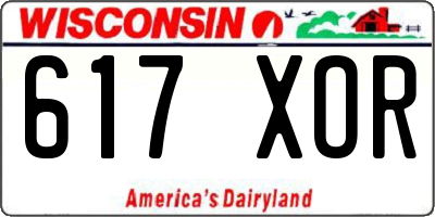 WI license plate 617XOR