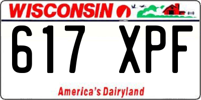 WI license plate 617XPF