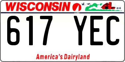 WI license plate 617YEC