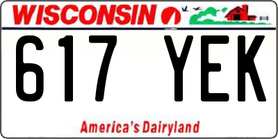WI license plate 617YEK