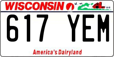 WI license plate 617YEM