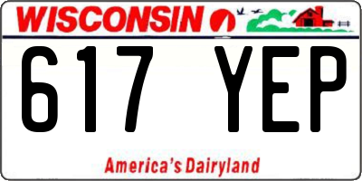 WI license plate 617YEP