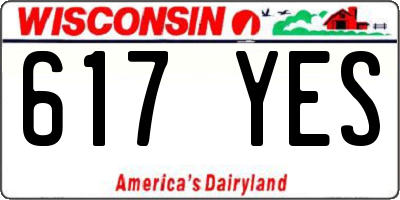 WI license plate 617YES