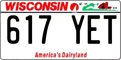WI license plate 617YET