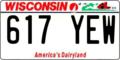 WI license plate 617YEW