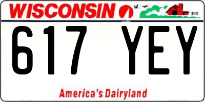 WI license plate 617YEY