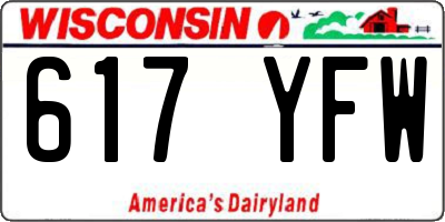 WI license plate 617YFW
