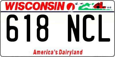 WI license plate 618NCL