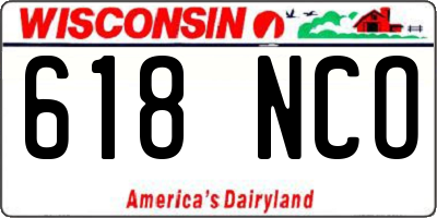 WI license plate 618NCO