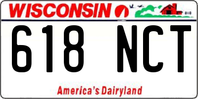 WI license plate 618NCT