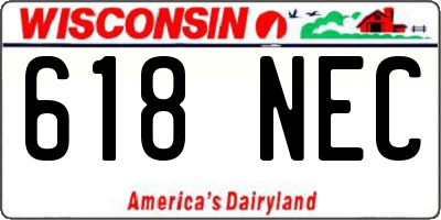 WI license plate 618NEC