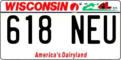 WI license plate 618NEU