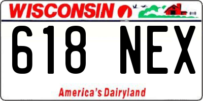 WI license plate 618NEX
