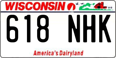 WI license plate 618NHK