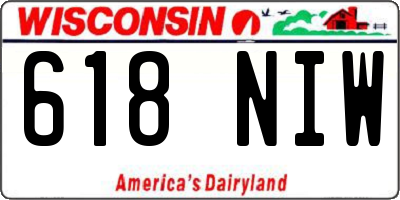 WI license plate 618NIW