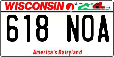 WI license plate 618NOA
