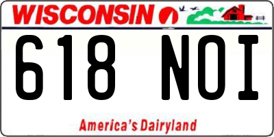 WI license plate 618NOI