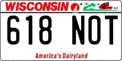 WI license plate 618NOT