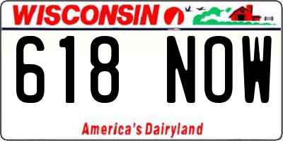 WI license plate 618NOW