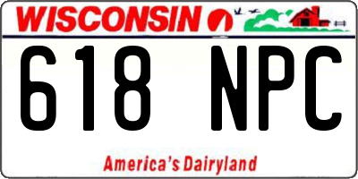 WI license plate 618NPC