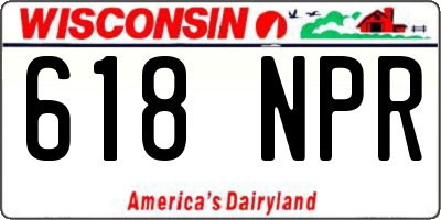 WI license plate 618NPR