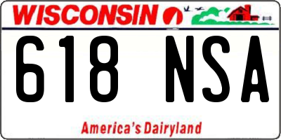 WI license plate 618NSA