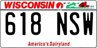 WI license plate 618NSW